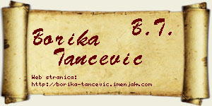 Borika Tančević vizit kartica